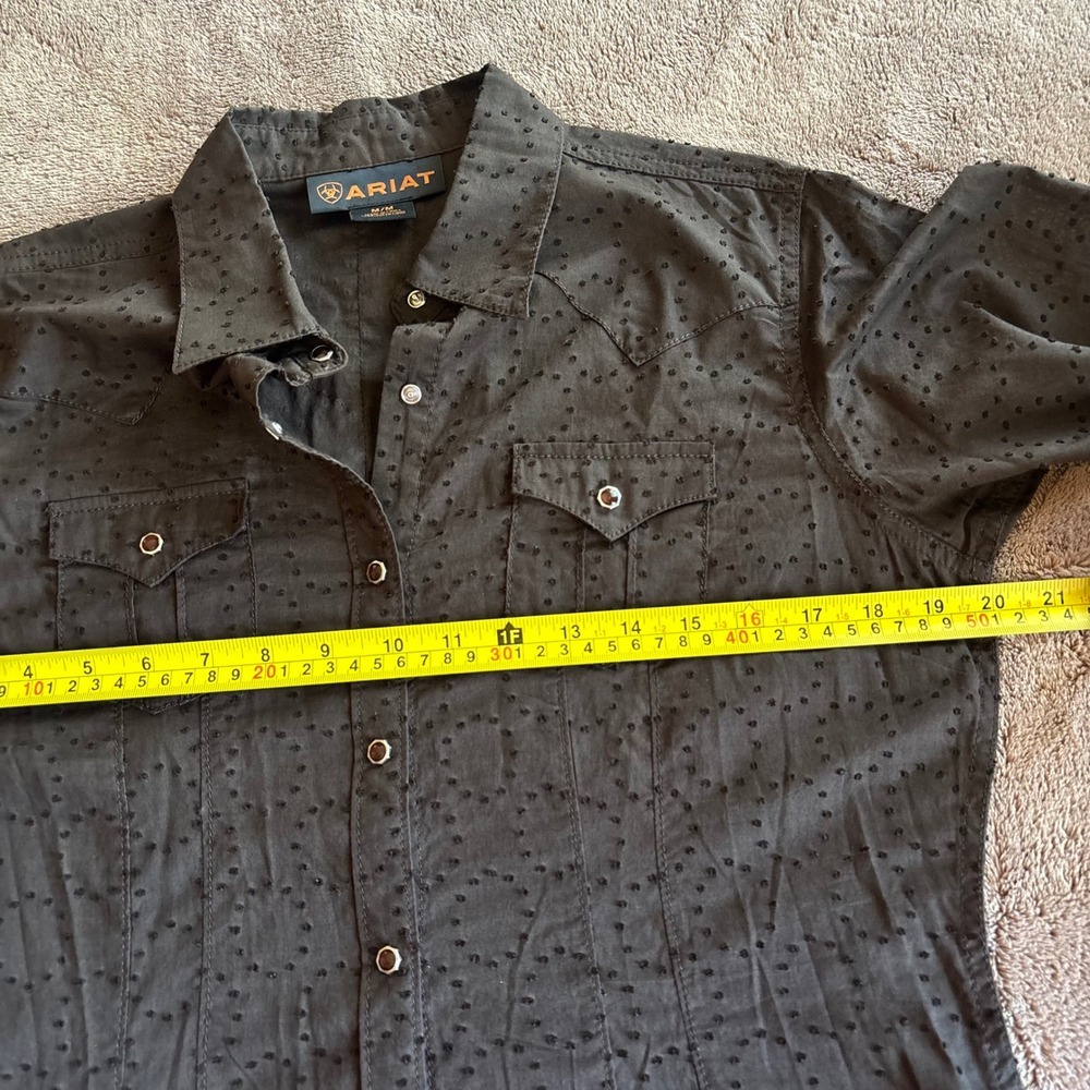 Ariat Womens Brown Swiss Dot Long Sleeve Western Snap Front Shirt Medium - Picture 7 of 9